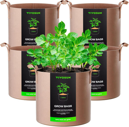 5-Pack 15 Gallon Plant Grow Bags Fabric Pots with Handles
