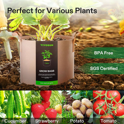 5-Pack 15 Gallon Plant Grow Bags Fabric Pots with Handles