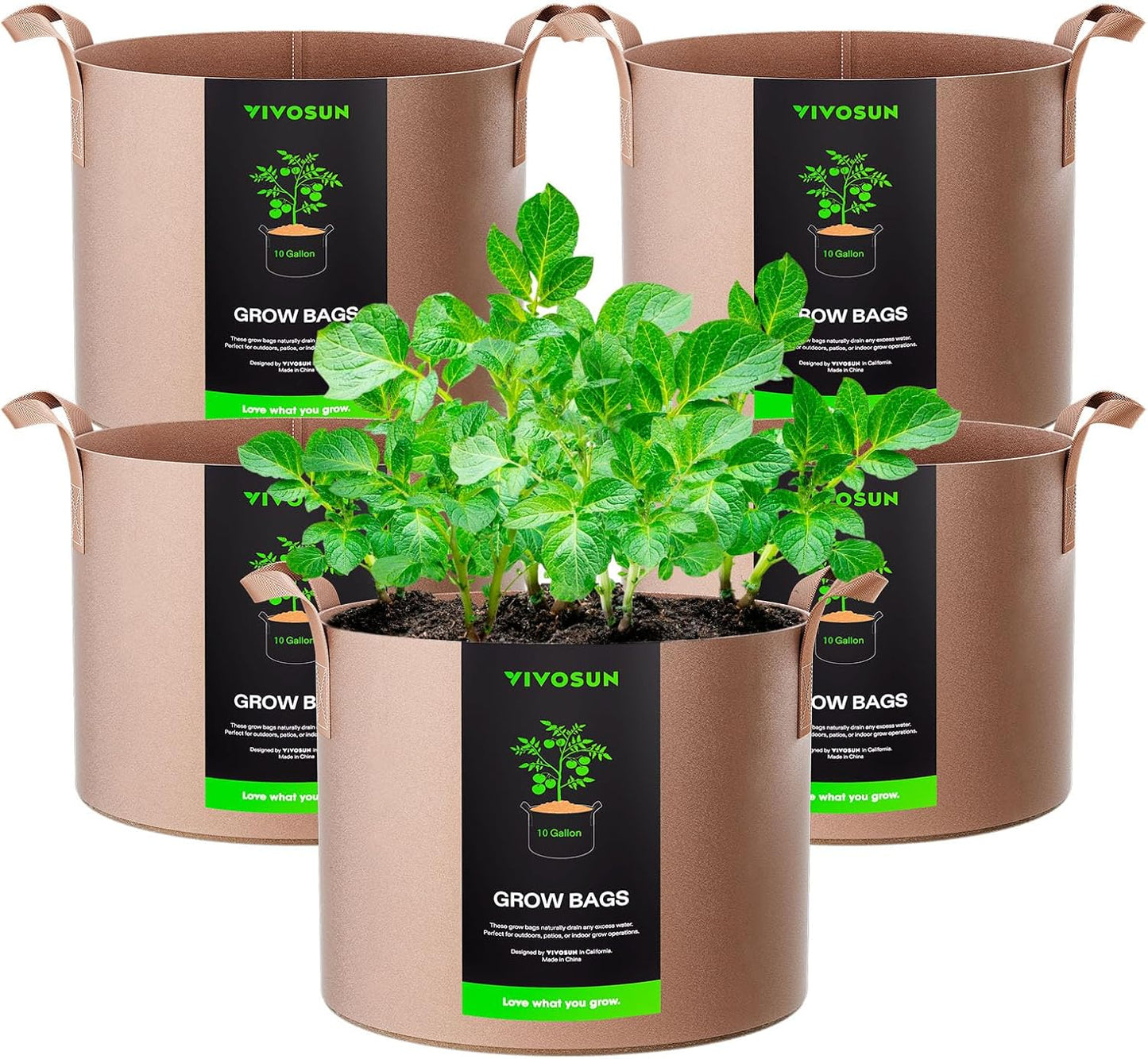 5-Pack 15 Gallon Plant Grow Bags Fabric Pots with Handles