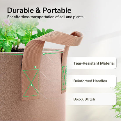 5-Pack 15 Gallon Plant Grow Bags Fabric Pots with Handles