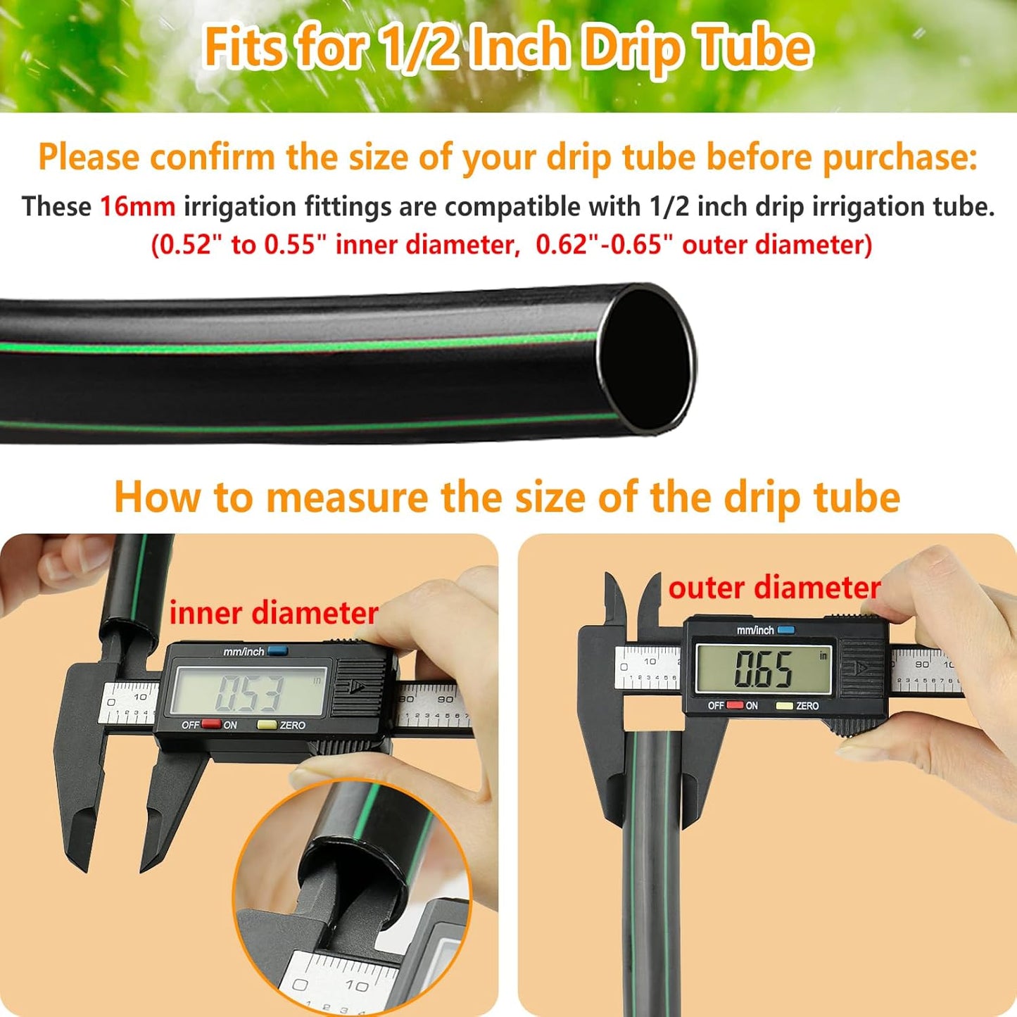 Drip Irrigation Fittings Kit for 1/2 Inch Drip Tubing, 20 Pieces 1/2" Drip Line Anti-Drop Barbed Locked Nut Connectors - 4 Couplings 3 Tees 3 Plugs 2 Valves 2 Elbows 6 Reducing Tees