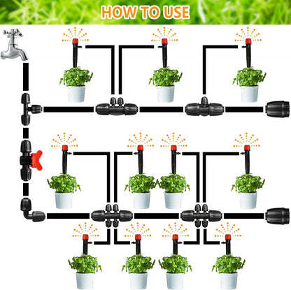 Drip Irrigation Fittings Kit for 1/2 Inch Drip Tubing, 20 Pieces 1/2" Drip Line Anti-Drop Barbed Locked Nut Connectors - 4 Couplings 3 Tees 3 Plugs 2 Valves 2 Elbows 6 Reducing Tees