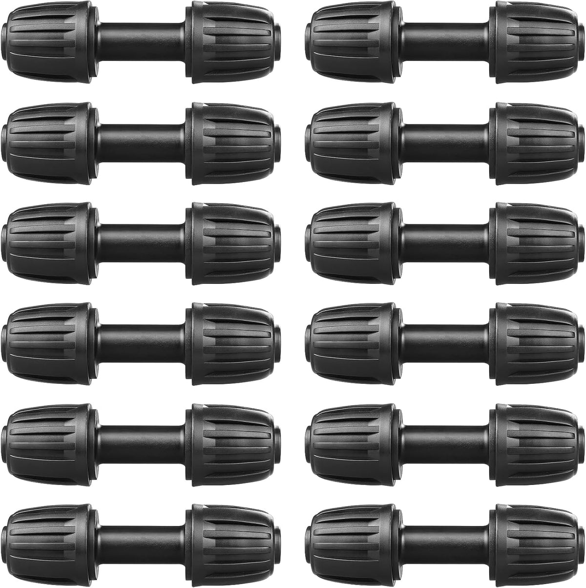 Drip Irrigation Fittings Kit for 1/2 Inch Drip Tubing, 20 Pieces 1/2" Drip Line Anti-Drop Barbed Locked Nut Connectors - 4 Couplings 3 Tees 3 Plugs 2 Valves 2 Elbows 6 Reducing Tees
