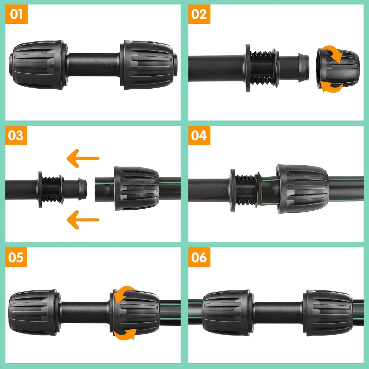 Drip Irrigation Fittings Kit for 1/2 Inch Drip Tubing, 20 Pieces 1/2" Drip Line Anti-Drop Barbed Locked Nut Connectors - 4 Couplings 3 Tees 3 Plugs 2 Valves 2 Elbows 6 Reducing Tees