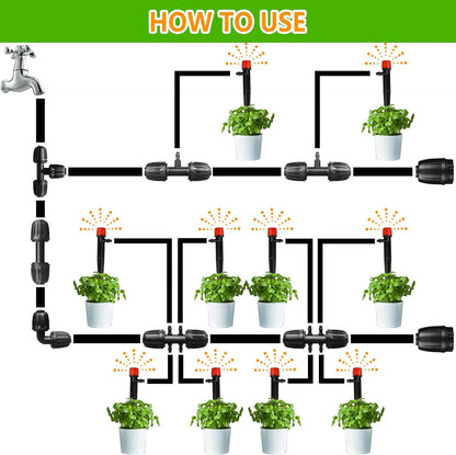 Drip Irrigation Fittings Kit for 1/2 Inch Drip Tubing, 20 Pieces 1/2" Drip Line Anti-Drop Barbed Locked Nut Connectors - 4 Couplings 3 Tees 3 Plugs 2 Valves 2 Elbows 6 Reducing Tees