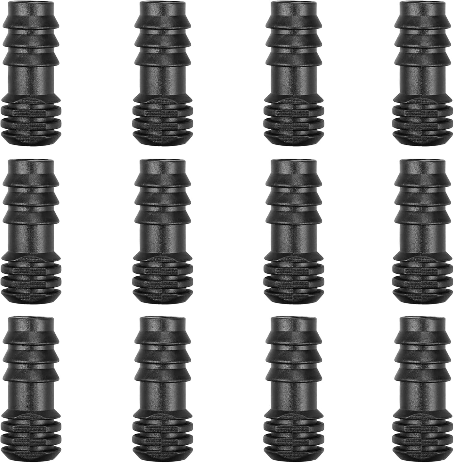 Drip Irrigation Fittings Kit for 1/2 Inch Drip Tubing, 20 Pieces 1/2" Drip Line Anti-Drop Barbed Locked Nut Connectors - 4 Couplings 3 Tees 3 Plugs 2 Valves 2 Elbows 6 Reducing Tees