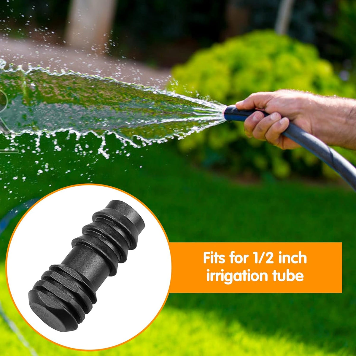 Drip Irrigation Fittings Kit for 1/2 Inch Drip Tubing, 20 Pieces 1/2" Drip Line Anti-Drop Barbed Locked Nut Connectors - 4 Couplings 3 Tees 3 Plugs 2 Valves 2 Elbows 6 Reducing Tees