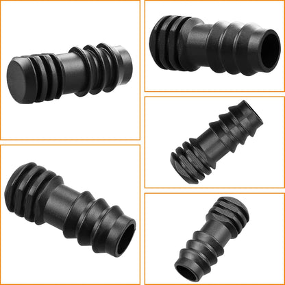 Drip Irrigation Fittings Kit for 1/2 Inch Drip Tubing, 20 Pieces 1/2" Drip Line Anti-Drop Barbed Locked Nut Connectors - 4 Couplings 3 Tees 3 Plugs 2 Valves 2 Elbows 6 Reducing Tees
