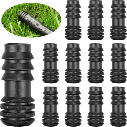Drip Irrigation Fittings Kit for 1/2 Inch Drip Tubing, 20 Pieces 1/2" Drip Line Anti-Drop Barbed Locked Nut Connectors - 4 Couplings 3 Tees 3 Plugs 2 Valves 2 Elbows 6 Reducing Tees