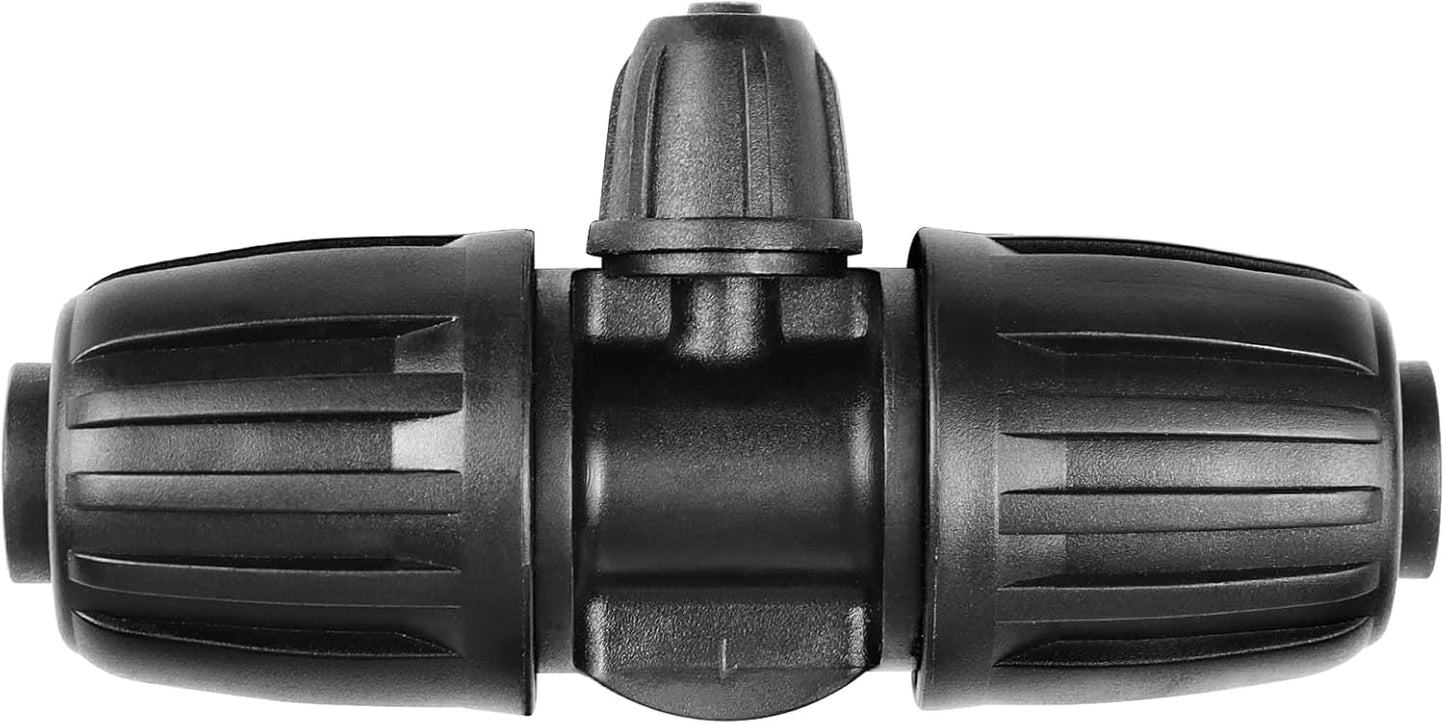 Drip Irrigation Fittings Kit for 1/2 Inch Drip Tubing, 20 Pieces 1/2" Drip Line Anti-Drop Barbed Locked Nut Connectors - 4 Couplings 3 Tees 3 Plugs 2 Valves 2 Elbows 6 Reducing Tees