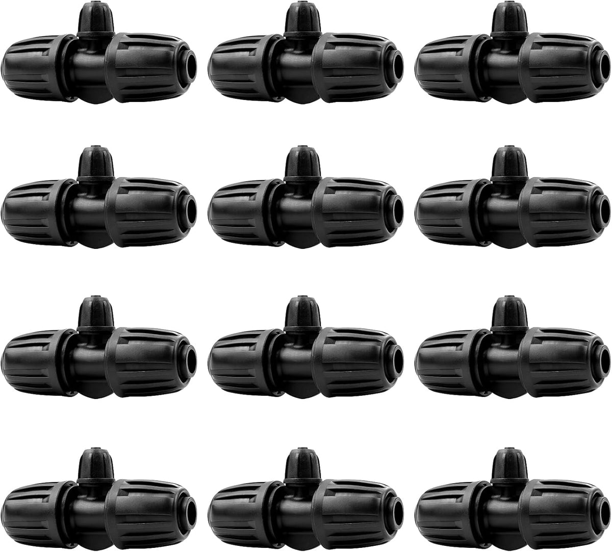 Drip Irrigation Fittings Kit for 1/2 Inch Drip Tubing, 20 Pieces 1/2" Drip Line Anti-Drop Barbed Locked Nut Connectors - 4 Couplings 3 Tees 3 Plugs 2 Valves 2 Elbows 6 Reducing Tees