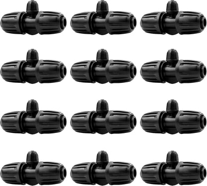 Drip Irrigation Fittings Kit for 1/2 Inch Drip Tubing, 20 Pieces 1/2" Drip Line Anti-Drop Barbed Locked Nut Connectors - 4 Couplings 3 Tees 3 Plugs 2 Valves 2 Elbows 6 Reducing Tees