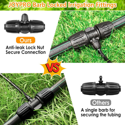 Drip Irrigation Fittings Kit for 1/2 Inch Drip Tubing, 20 Pieces 1/2" Drip Line Anti-Drop Barbed Locked Nut Connectors - 4 Couplings 3 Tees 3 Plugs 2 Valves 2 Elbows 6 Reducing Tees