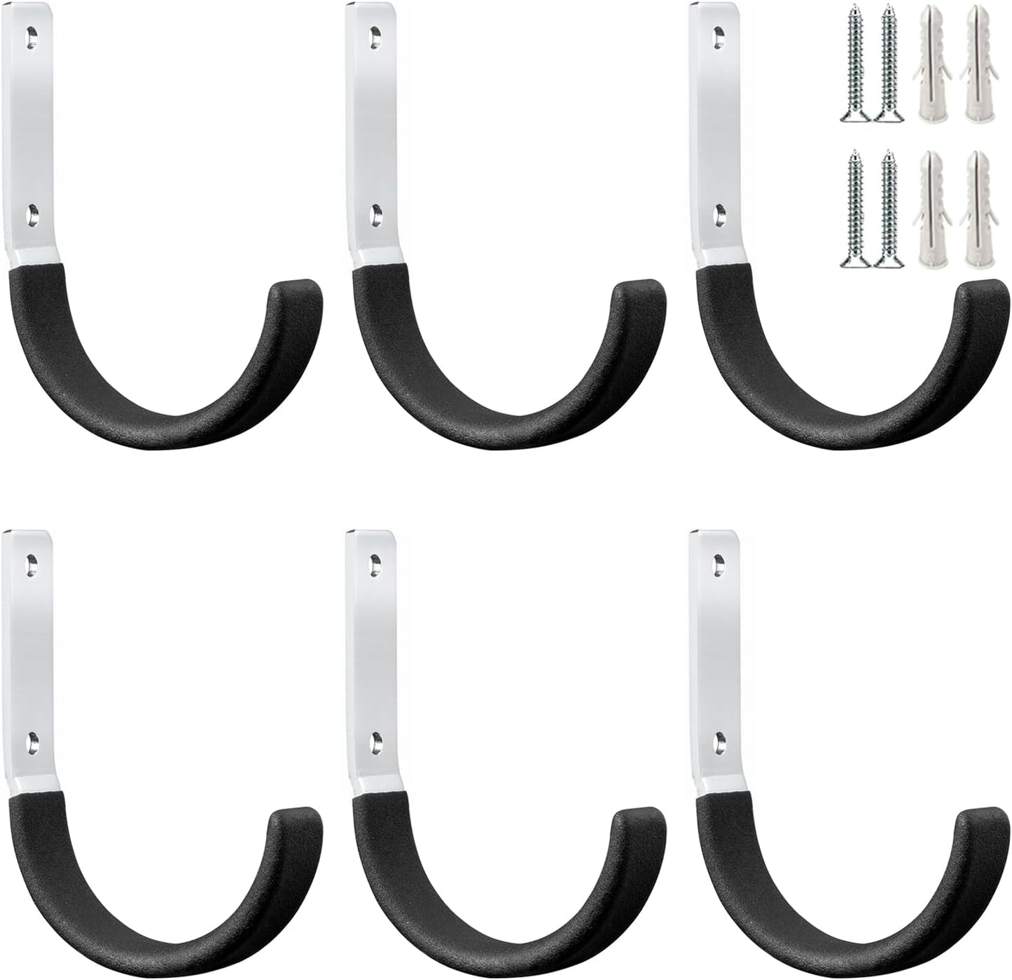 Heavy Duty Steel Garage Hooks,Garage Storage Utility Hooks,Heavy Duty Garage Tool Organizer,Steel Wall Mount Hooks, Hose Hanger, Small Garden U Hooks (Black 4 Pack)