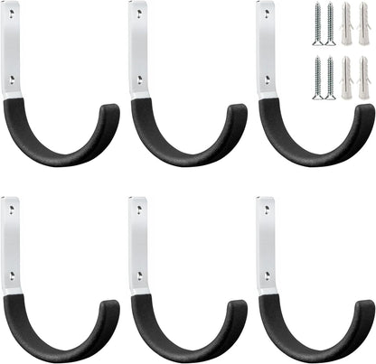 Heavy Duty Steel Garage Hooks,Garage Storage Utility Hooks,Heavy Duty Garage Tool Organizer,Steel Wall Mount Hooks, Hose Hanger, Small Garden U Hooks (Black 4 Pack)
