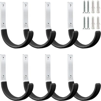 Heavy Duty Steel Garage Hooks,Garage Storage Utility Hooks,Heavy Duty Garage Tool Organizer,Steel Wall Mount Hooks, Hose Hanger, Small Garden U Hooks (Black 4 Pack)