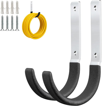 Heavy Duty Steel Garage Hooks,Garage Storage Utility Hooks,Heavy Duty Garage Tool Organizer,Steel Wall Mount Hooks, Hose Hanger, Small Garden U Hooks (Black 4 Pack)