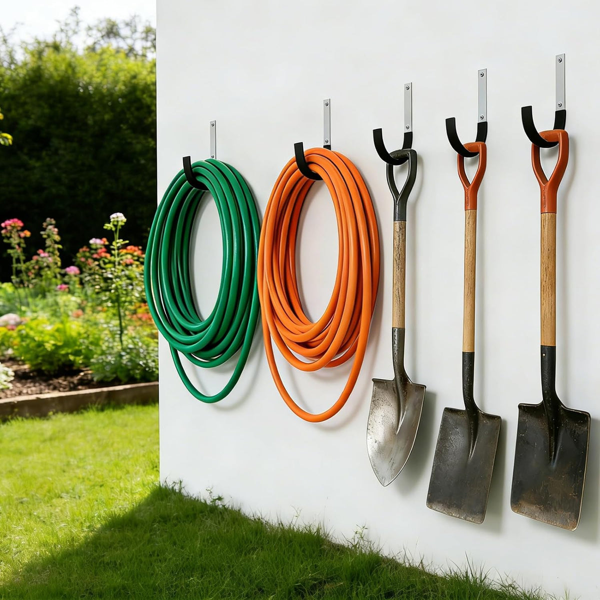 Heavy Duty Steel Garage Hooks,Garage Storage Utility Hooks,Heavy Duty Garage Tool Organizer,Steel Wall Mount Hooks, Hose Hanger, Small Garden U Hooks (Black 4 Pack)