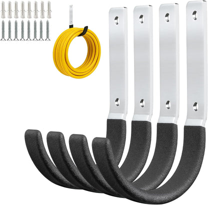 Heavy Duty Steel Garage Hooks,Garage Storage Utility Hooks,Heavy Duty Garage Tool Organizer,Steel Wall Mount Hooks, Hose Hanger, Small Garden U Hooks (Black 4 Pack)