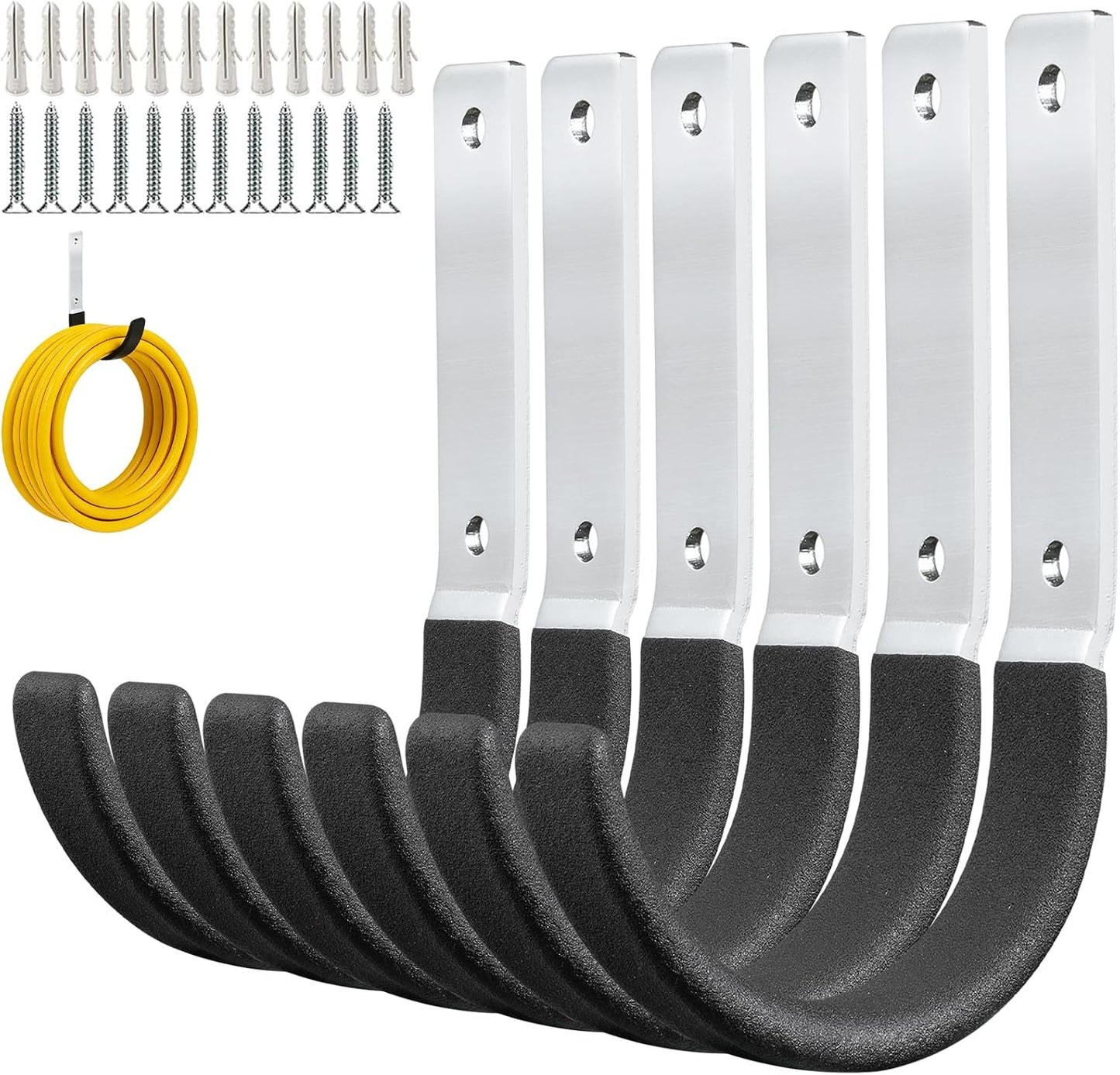 Heavy Duty Steel Garage Hooks,Garage Storage Utility Hooks,Heavy Duty Garage Tool Organizer,Steel Wall Mount Hooks, Hose Hanger, Small Garden U Hooks (Black 4 Pack)