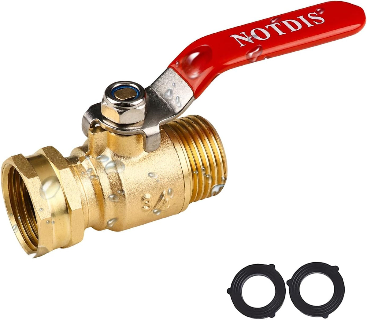 Hose Splitter 2 Way Heavy Duty Brass Garden Hose Splitter with 304 Stainless Steel Long Handle Outdoor Full Flow Hose Splitter Connector,Y Valve 3/4 Inch GHT Thread