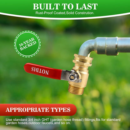 Hose Splitter 2 Way Heavy Duty Brass Garden Hose Splitter with 304 Stainless Steel Long Handle Outdoor Full Flow Hose Splitter Connector,Y Valve 3/4 Inch GHT Thread