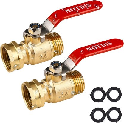 Hose Splitter 2 Way Heavy Duty Brass Garden Hose Splitter with 304 Stainless Steel Long Handle Outdoor Full Flow Hose Splitter Connector,Y Valve 3/4 Inch GHT Thread