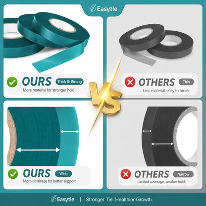 300 Ft Garden Tape Roll, 1/2" Wide Stretch Tie Tape Roll, Thick Sturdy Garden Tie Plant Ribbon Green Vinyl Stake Gardening Support Tools for Indoor Outdoor Patio Plant Use