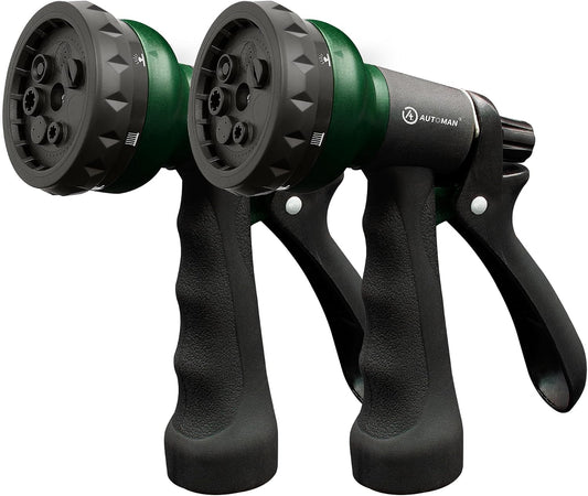Garden Hose Nozzle, 2 Pack Water Sprayer Nozzle with 7 Adjustable Watering Patterns,Slip Resistant Nozzle for Plants,Lawn,Washing Cars,Window Cleaning,Showering Pets & Outdoor Fun