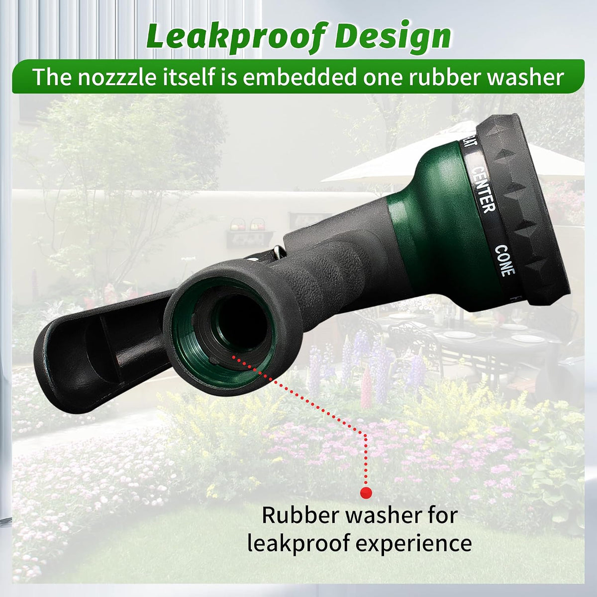 Garden Hose Nozzle, 2 Pack Water Sprayer Nozzle with 7 Adjustable Watering Patterns,Slip Resistant Nozzle for Plants,Lawn,Washing Cars,Window Cleaning,Showering Pets & Outdoor Fun