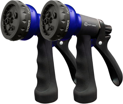 Garden Hose Nozzle, 2 Pack Water Sprayer Nozzle with 7 Adjustable Watering Patterns,Slip Resistant Nozzle for Plants,Lawn,Washing Cars,Window Cleaning,Showering Pets & Outdoor Fun