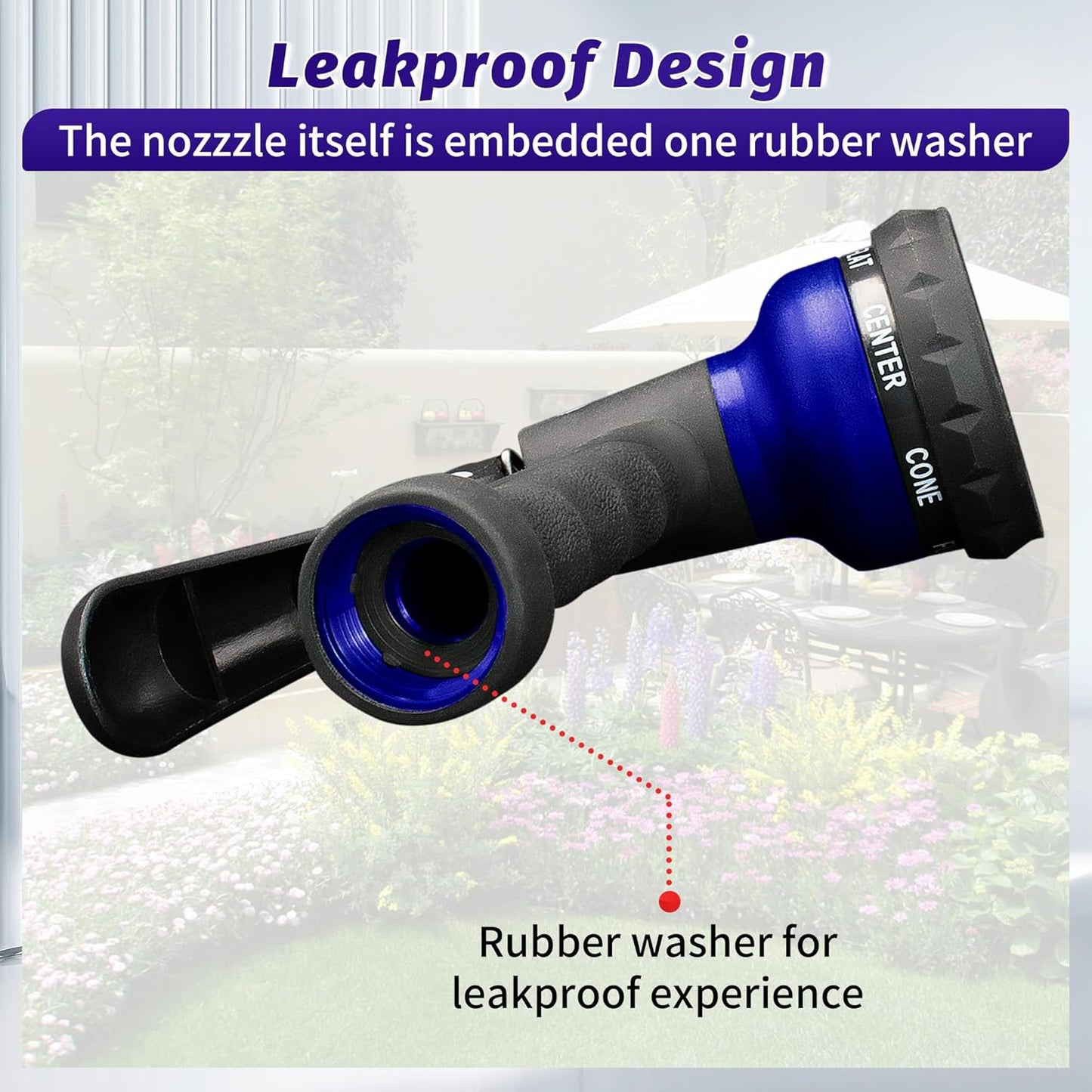 Garden Hose Nozzle, 2 Pack Water Sprayer Nozzle with 7 Adjustable Watering Patterns,Slip Resistant Nozzle for Plants,Lawn,Washing Cars,Window Cleaning,Showering Pets & Outdoor Fun
