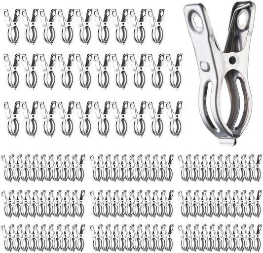 120Pcs Garden Clips, Stainless Steel Clips with 1.2 Inches Opening, Greenhouse Clips Hoop Clamps for Shade Cloth or Plant Cover Netting, Grip Strong Heavy Duty Green House Supplies