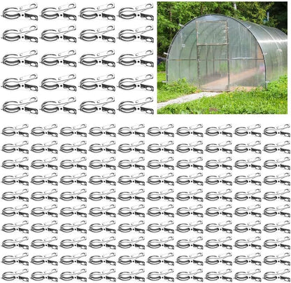 120Pcs Garden Clips, Stainless Steel Clips with 1.2 Inches Opening, Greenhouse Clips Hoop Clamps for Shade Cloth or Plant Cover Netting, Grip Strong Heavy Duty Green House Supplies