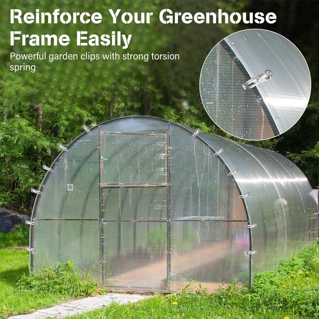 120Pcs Garden Clips, Stainless Steel Clips with 1.2 Inches Opening, Greenhouse Clips Hoop Clamps for Shade Cloth or Plant Cover Netting, Grip Strong Heavy Duty Green House Supplies