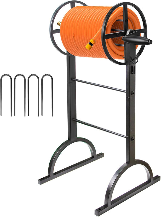 Garden Hose Reel,Upgrade Garden Hose Holder,Outside Heavy Duty Metal Freestanding Water Hose Holder Winder,Holds Up 150FT 1/2" Hose for Garden Lawn Yard