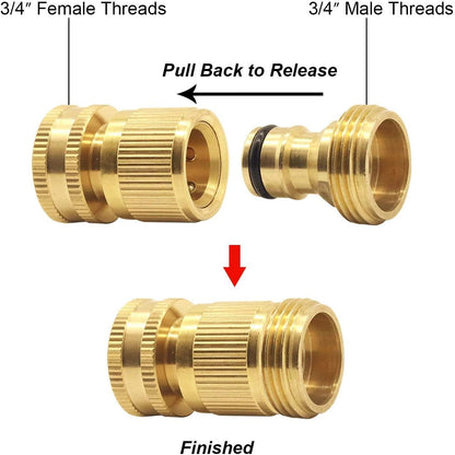 Hose Splitter, 2 Way Heavy Duty Brass Garden Hose Splitter, Outdoor Faucet Splitter, for 3/4" Hose Connector, Hose Spigot Adapter with 2 Individual ON/Off Valves