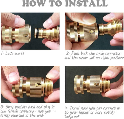 Hose Splitter, 2 Way Heavy Duty Brass Garden Hose Splitter, Outdoor Faucet Splitter, for 3/4" Hose Connector, Hose Spigot Adapter with 2 Individual ON/Off Valves