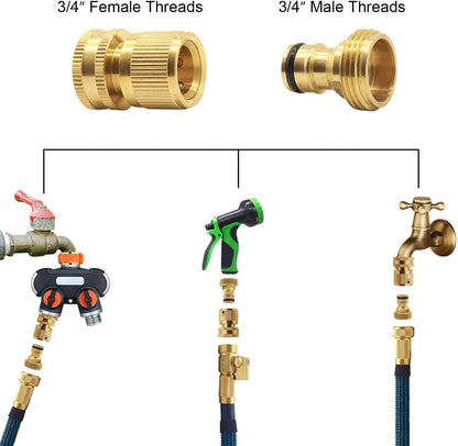 Hose Splitter, 2 Way Heavy Duty Brass Garden Hose Splitter, Outdoor Faucet Splitter, for 3/4" Hose Connector, Hose Spigot Adapter with 2 Individual ON/Off Valves