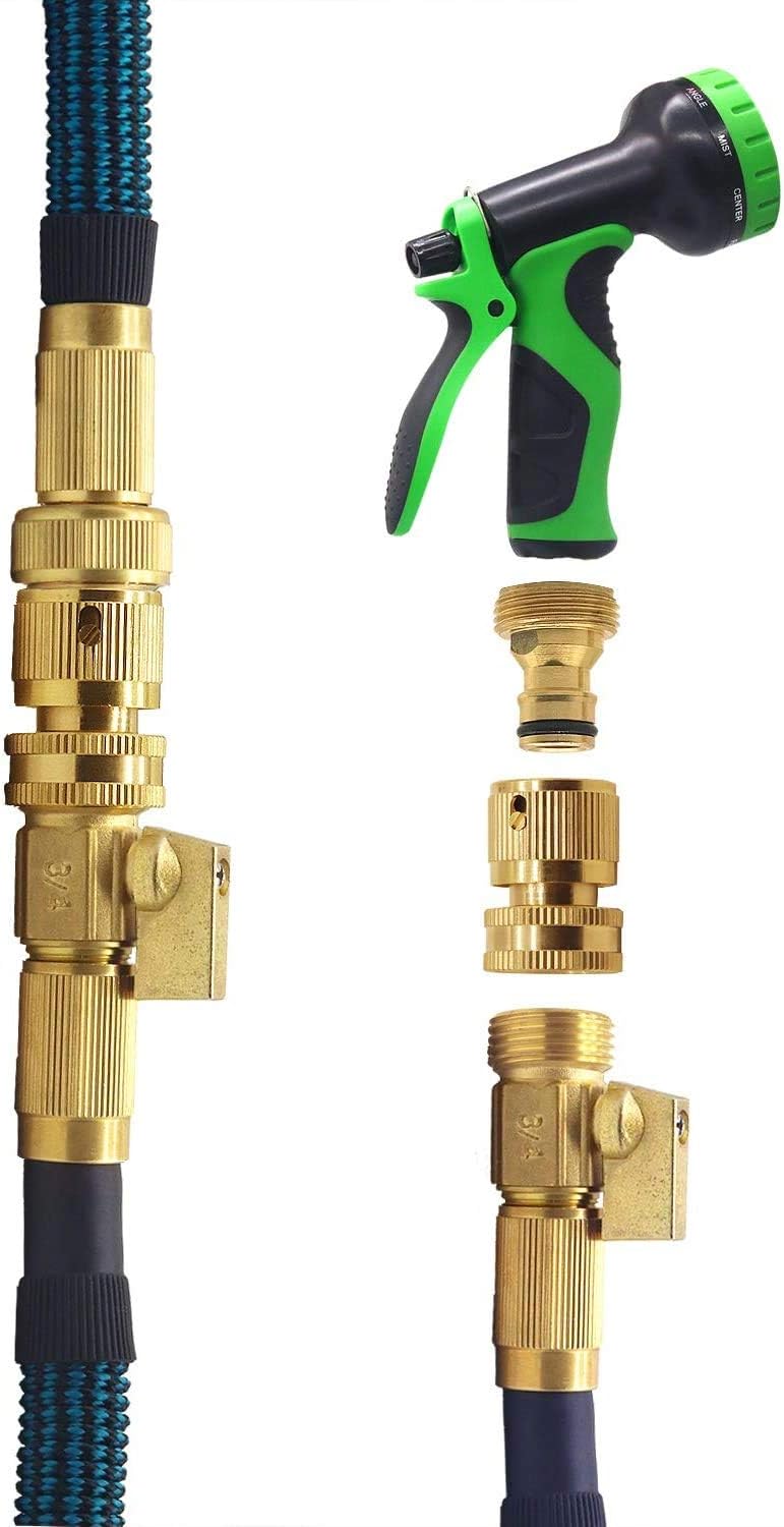 Hose Splitter, 2 Way Heavy Duty Brass Garden Hose Splitter, Outdoor Faucet Splitter, for 3/4" Hose Connector, Hose Spigot Adapter with 2 Individual ON/Off Valves