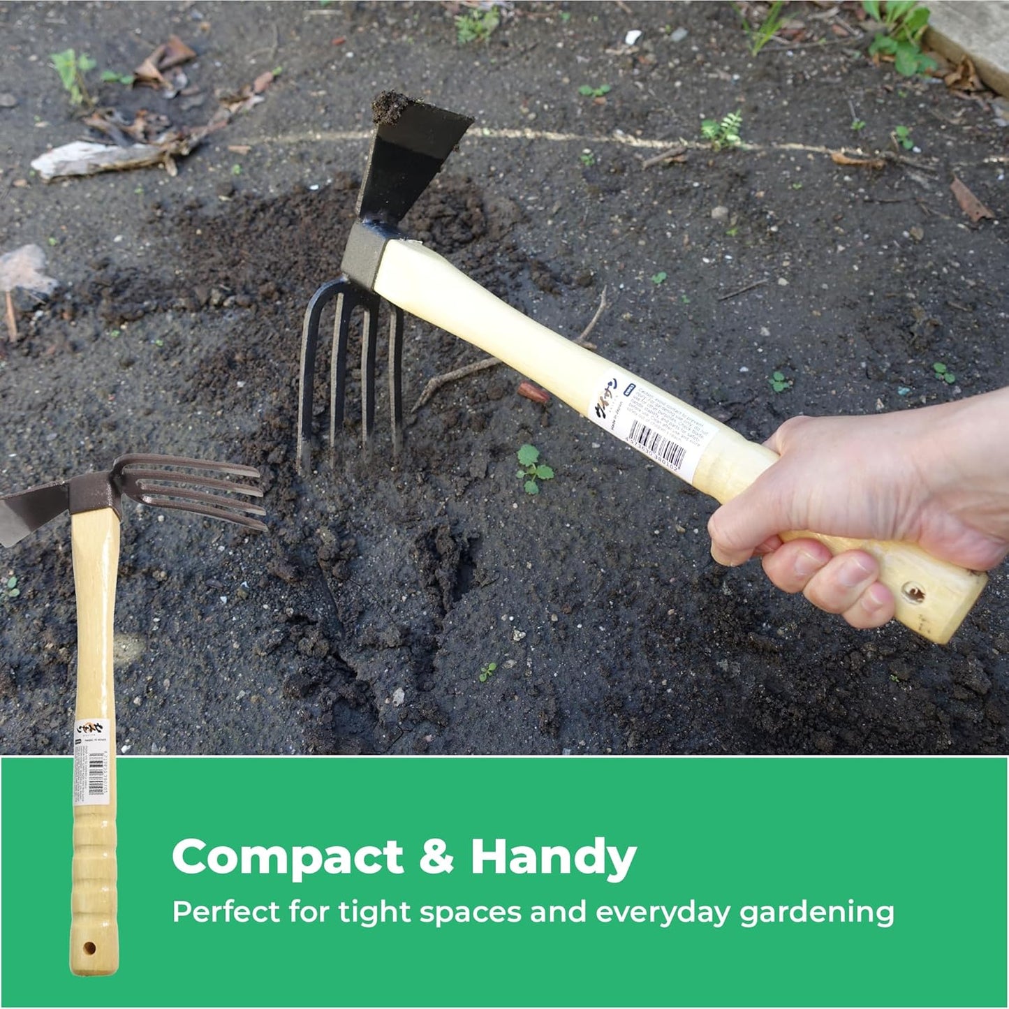 Japanese Dual Sided Garden Cultivator – Handcrafted Garden Hoe & Tiller, Sturdy & Handy