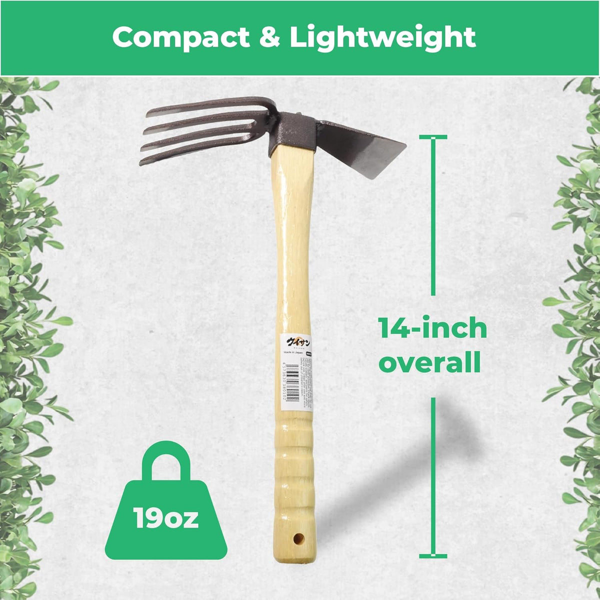 Japanese Dual Sided Garden Cultivator – Handcrafted Garden Hoe & Tiller, Sturdy & Handy