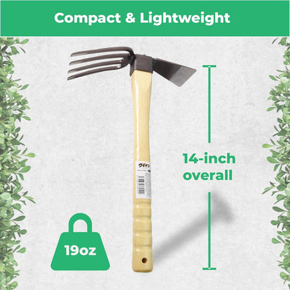 Japanese Dual Sided Garden Cultivator – Handcrafted Garden Hoe & Tiller, Sturdy & Handy