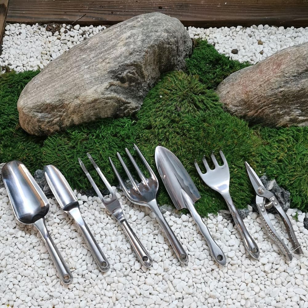 1 Piece Garden Fork Aluminum Alloy Hand Weeder Fork Tool Garden Hand Fork Gardening Hand Fork Hand Weed Fork Lawn Fork Garden Planter Tool for Yard Lawn and Farm, Silver