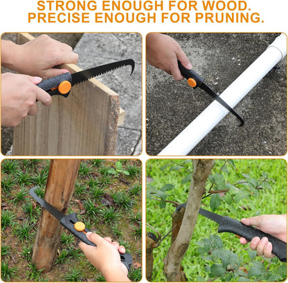 3-Piece Lightweight Garden Tool Kit with Rotating Grass Shears, Compact Lopper & Retractable Pruning Saw for Backyard Trimming & Light Yard Care