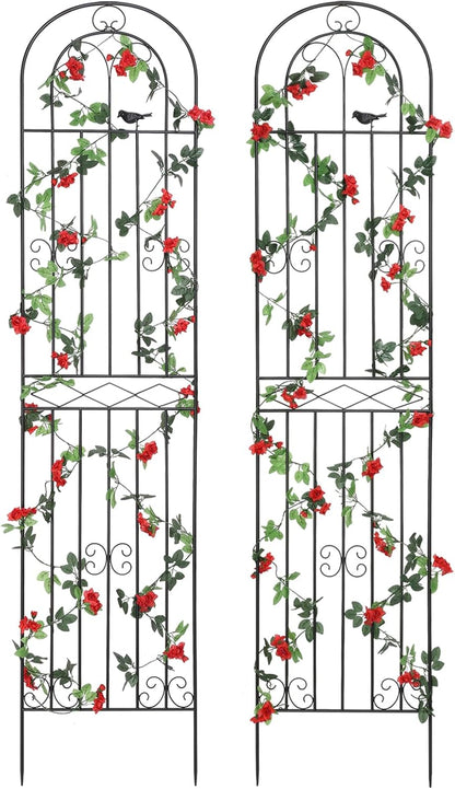 2 Pack 86.7" H x 19.7" W Metal Garden Trellis with Black Coating, Wire Lattice Grid Panel for Climbing Plants Outdoor Roses Vine Cucumbers Vegetables Flower Support (86.7" H, 2 Pack)