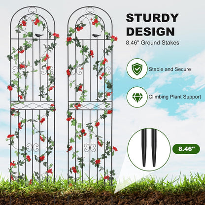 2 Pack 86.7" H x 19.7" W Metal Garden Trellis with Black Coating, Wire Lattice Grid Panel for Climbing Plants Outdoor Roses Vine Cucumbers Vegetables Flower Support (86.7" H, 2 Pack)