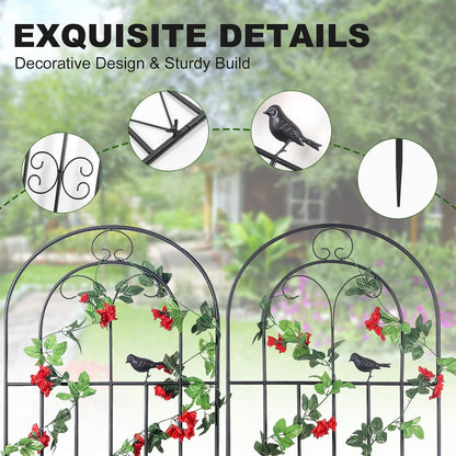 2 Pack 86.7" H x 19.7" W Metal Garden Trellis with Black Coating, Wire Lattice Grid Panel for Climbing Plants Outdoor Roses Vine Cucumbers Vegetables Flower Support (86.7" H, 2 Pack)