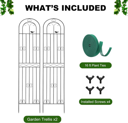 2 Pack 86.7" H x 19.7" W Metal Garden Trellis with Black Coating, Wire Lattice Grid Panel for Climbing Plants Outdoor Roses Vine Cucumbers Vegetables Flower Support (86.7" H, 2 Pack)
