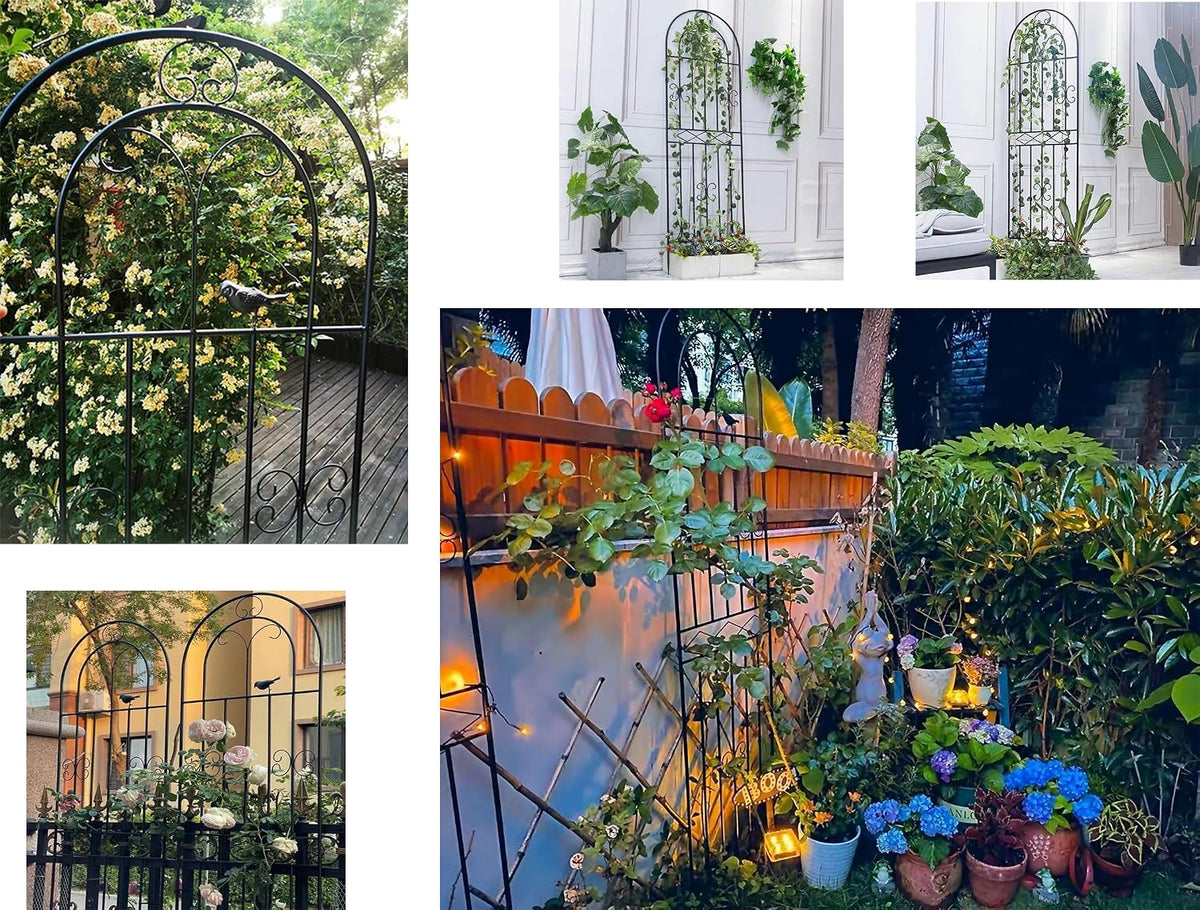 2 Pack 86.7" H x 19.7" W Metal Garden Trellis with Black Coating, Wire Lattice Grid Panel for Climbing Plants Outdoor Roses Vine Cucumbers Vegetables Flower Support (86.7" H, 2 Pack)